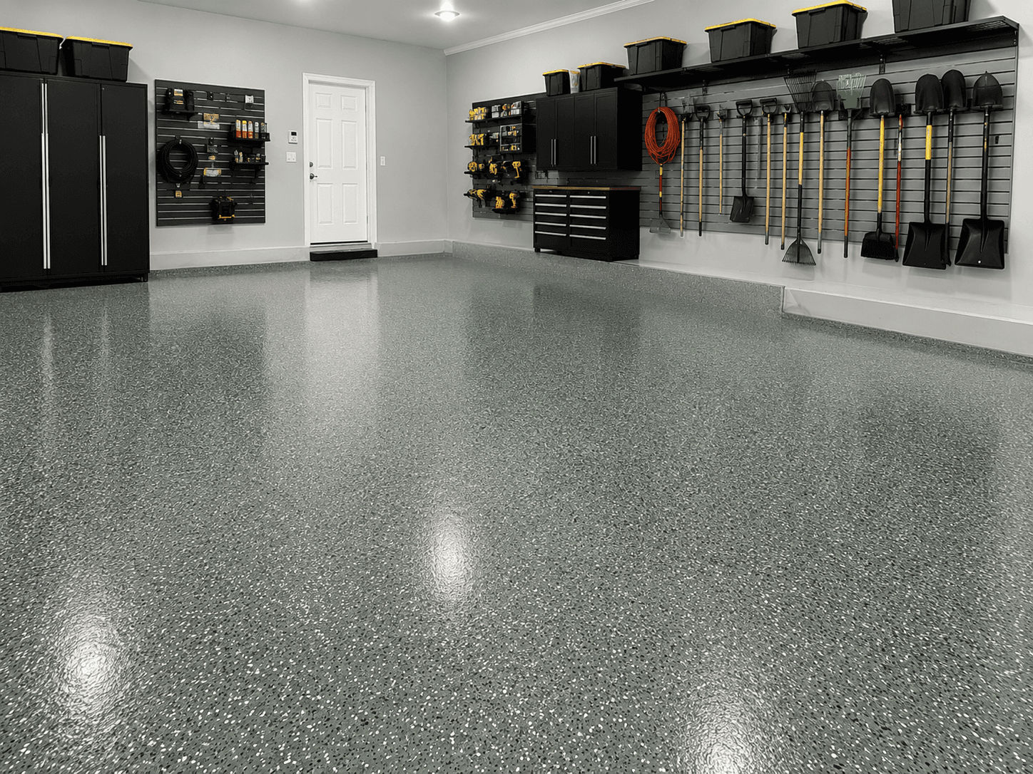 Two-car garage floor after coating